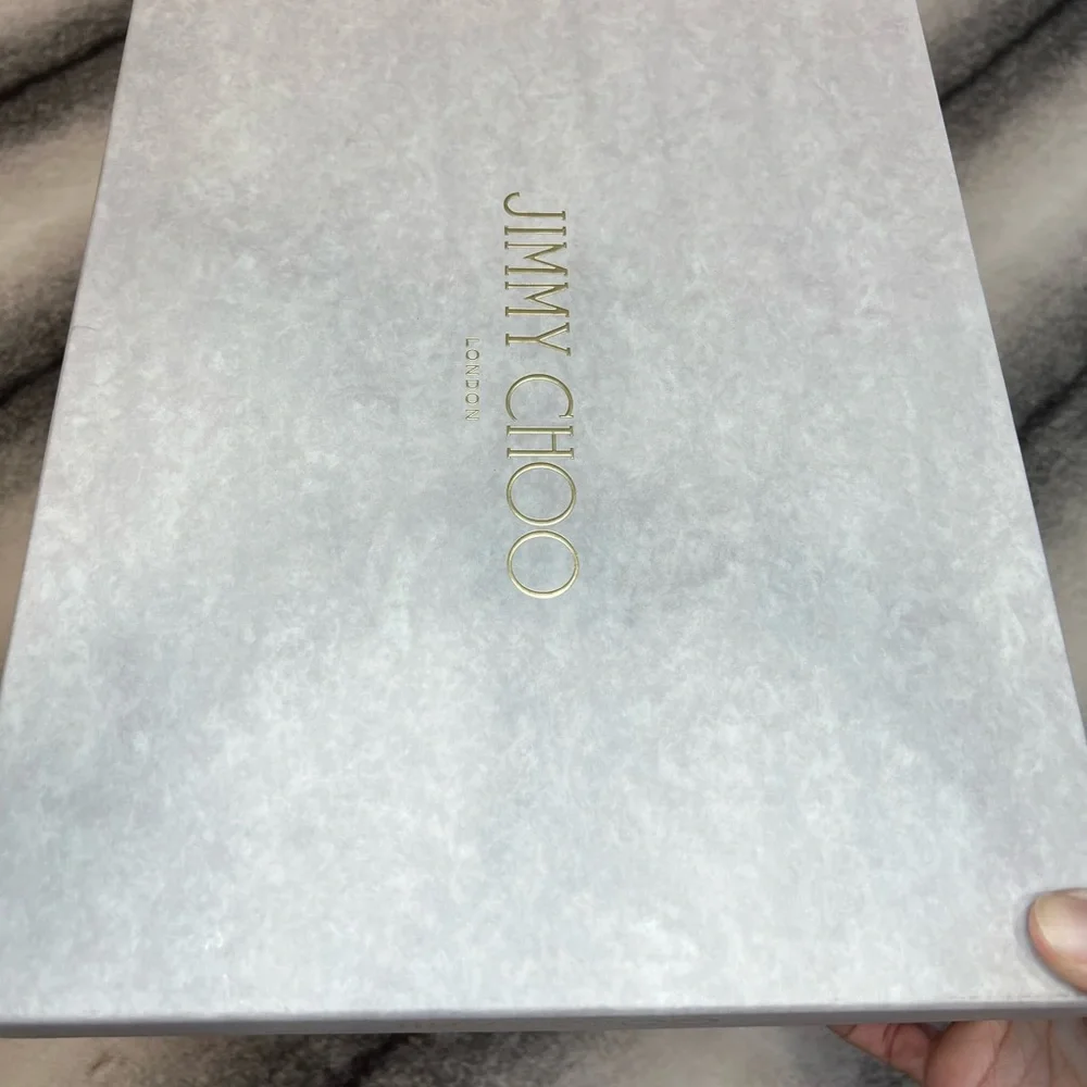 Jimmy Choo Minny 85 mm Lizard Mini Printed Leather Black White Mix Sandal Heels - Picture 12 of 12